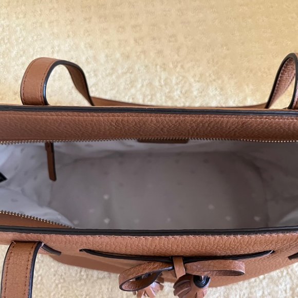 Kate Spade Brown Pebbled Leather Tote with Tassel Bow - Picture 3 of 6